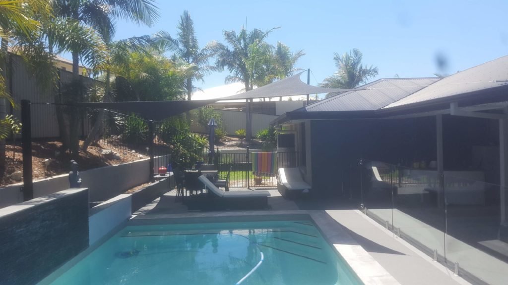 Jacobs Well Shade Sails over Pool Area